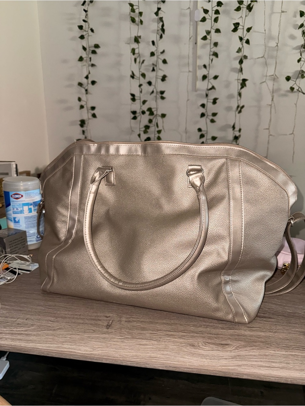 PINK Victoria's Secret Metallic Gold Tote Bag